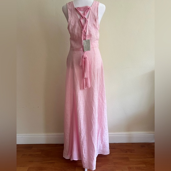 NWT $ 695 120% Lino Design Italy Light Pink Maxi Dress Size XS / 40 - Picture 4 of 12